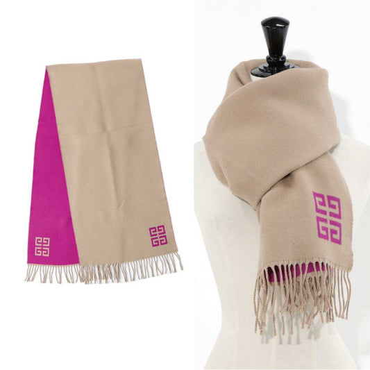 GIVENCHY マフラー ウール Gモチーフ リバーシブル バイカラー