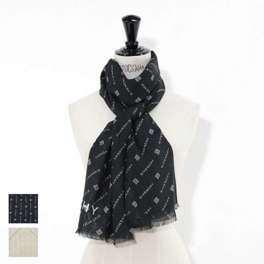 GIVENCHY ストール ポリノジック カシミヤ 4Gロゴ 大判