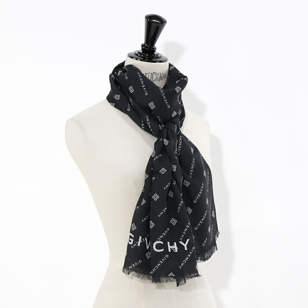 ジバンシィ GIVENCHY マフラー・ストール・スカーフ ストール ユニセックス ブラック ベージュ ポリノジック カシミヤ ロゴ モノグラム 4Gロゴ 総柄 大判スカーフ 32GVMFGV7018SQ59