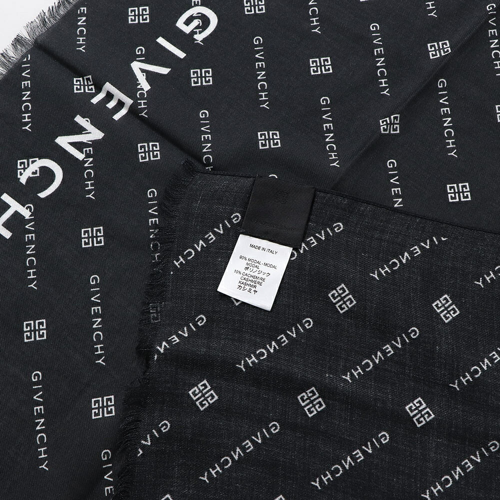 ジバンシィ GIVENCHY マフラー・ストール・スカーフ ストール ユニセックス ブラック ベージュ ポリノジック カシミヤ ロゴ モノグラム 4Gロゴ 総柄 大判スカーフ 32GVMFGV7018SQ59