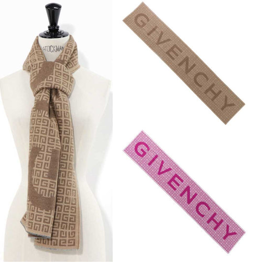 GIVENCHY ストール バージンウール 総柄 ロゴ Gモチーフ