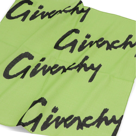 GIVENCHY スカーフ グリーン ロゴプリント ミニスカーフ