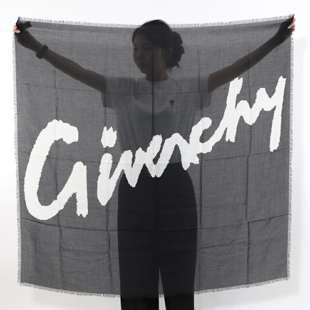 ジバンシィ GIVENCHY マフラー・ストール・スカーフ ストール ユニセックス ブラック ピンク ポリノジック カシミヤ ロゴ 筆記体 大判ストール グラフィティロゴ フリンジ ショール 31GVSFGV1212SQ100