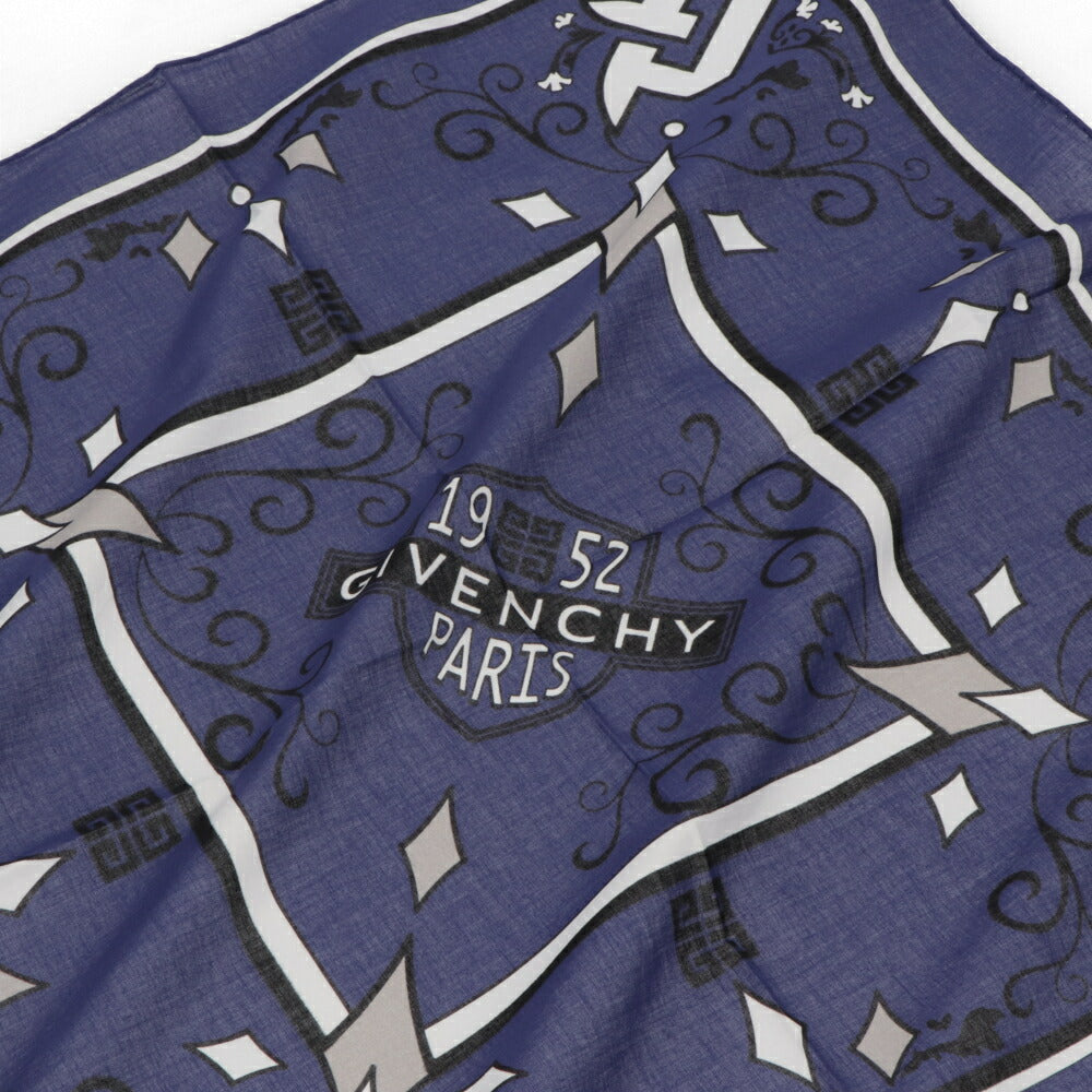 GIVENCHY スカーフ ネイビー ロゴプリント 4Gモチーフ GIVENCHY - ジバンシイ ジバンシー スカーフ ネイビー Gマーク