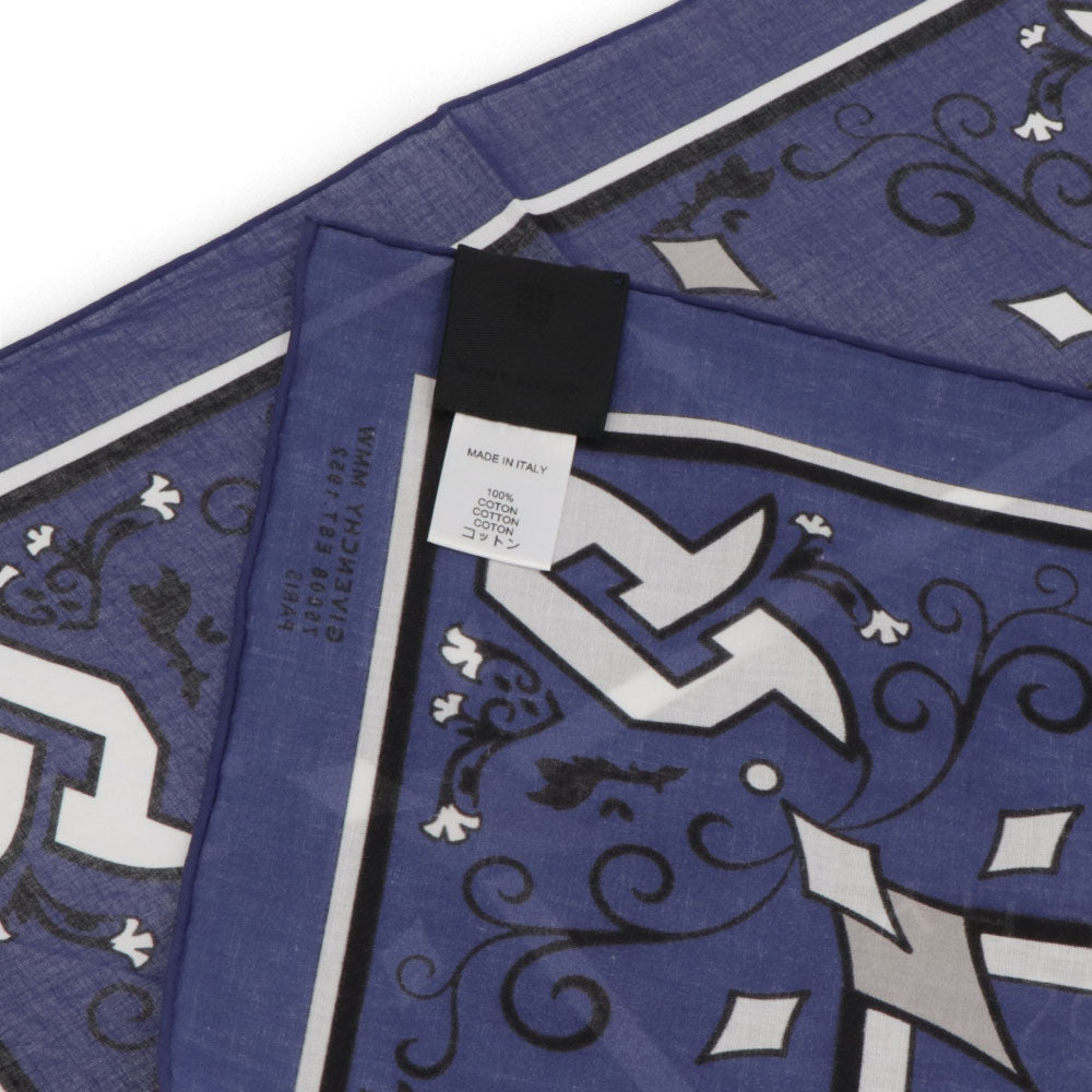 GIVENCHY スカーフ ネイビー ロゴプリント 4Gモチーフ