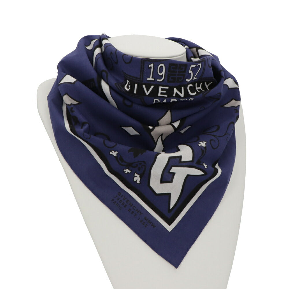 GIVENCHY スカーフ ネイビー ロゴプリント 4Gモチーフ