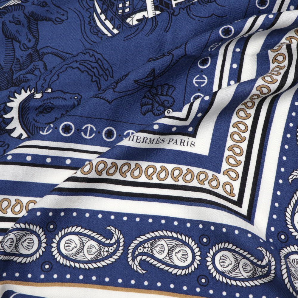 エルメス HERMES スカーフ カシシル140 マリンクレール