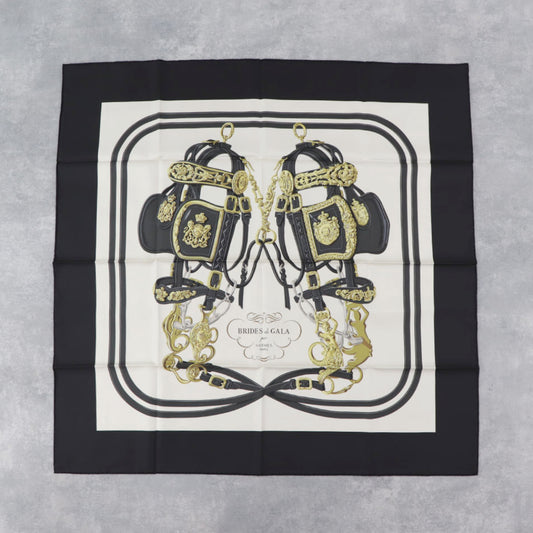 HERMES カレ90 ブラック ブリッド・ドゥ・ガラ