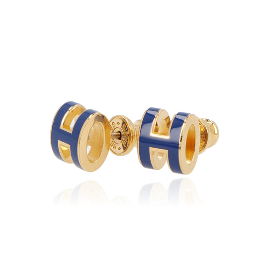 HERMES ピアス POP H ブルーサフィール ゴールド金具