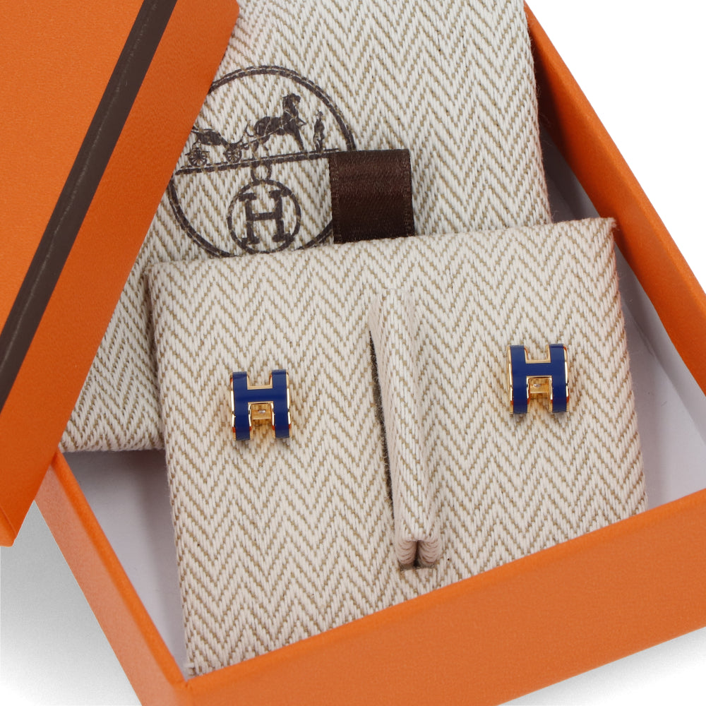 HERMES ピアス POP H ブルーサフィール ゴールド金具