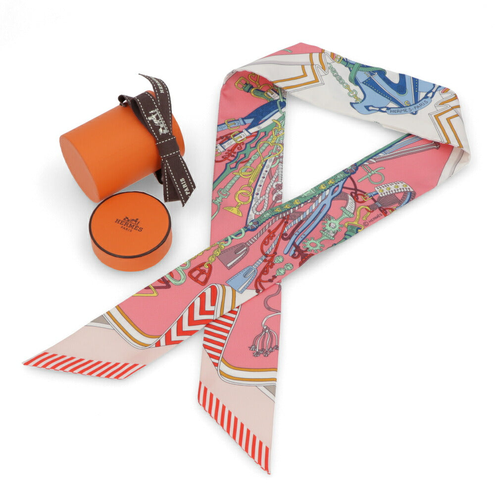 エルメス HERMES マフラー・ストール・スカーフ ツイリー レディース ピンク ブルー レッド ローズ ブルー ルージュ シルク BOUQAUETS SELLIER 鞍職人の花束