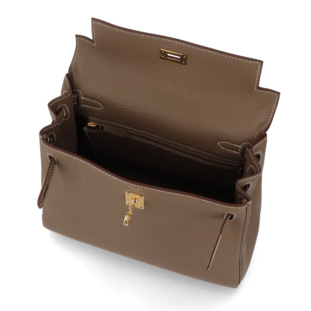 HERMES ケリー25 エトゥープ ゴールド金具 トゴ