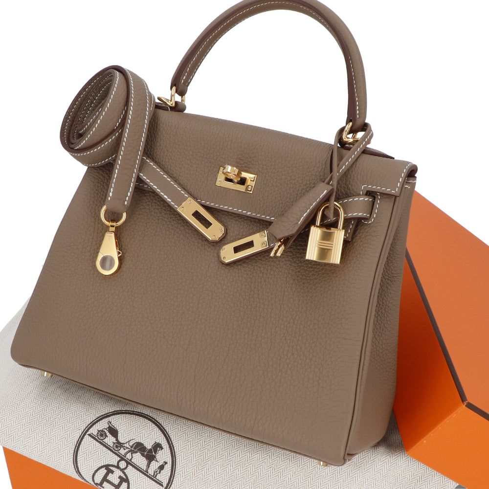 HERMES ケリー25 エトゥープ ゴールド金具 トゴ