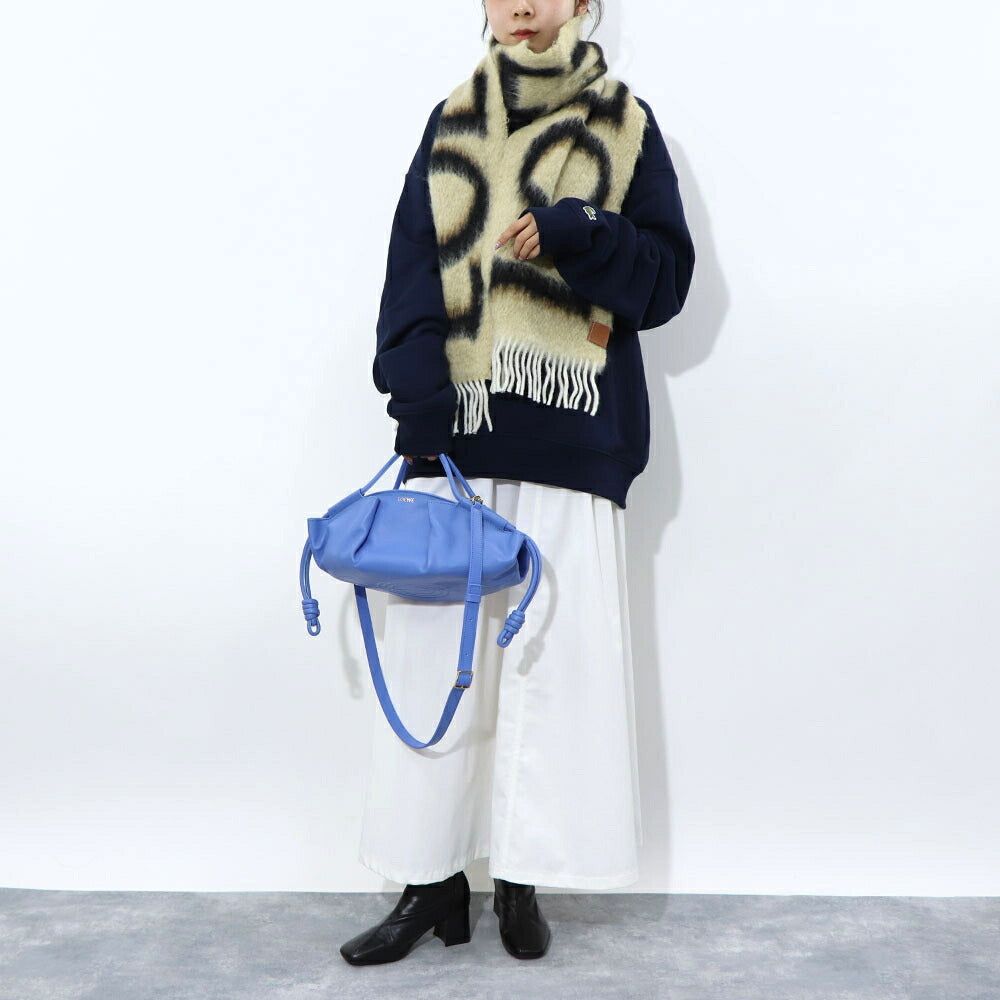 ロエベ LOEWE マフラー・ストール・スカーフ マフラー レディース ベージュ系 ネイビー オレンジ ウール モヘア ロゴ アナグラム フリンジ ストール カラー3色 F811257X03