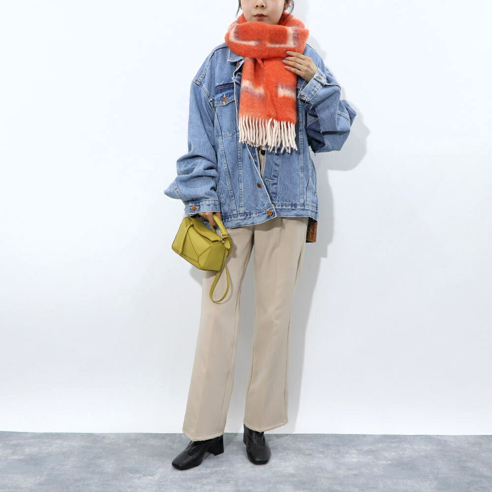 ロエベ LOEWE マフラー・ストール・スカーフ マフラー レディース ベージュ系 ネイビー オレンジ ウール モヘア ロゴ アナグラム フリンジ ストール カラー3色 F811257X03