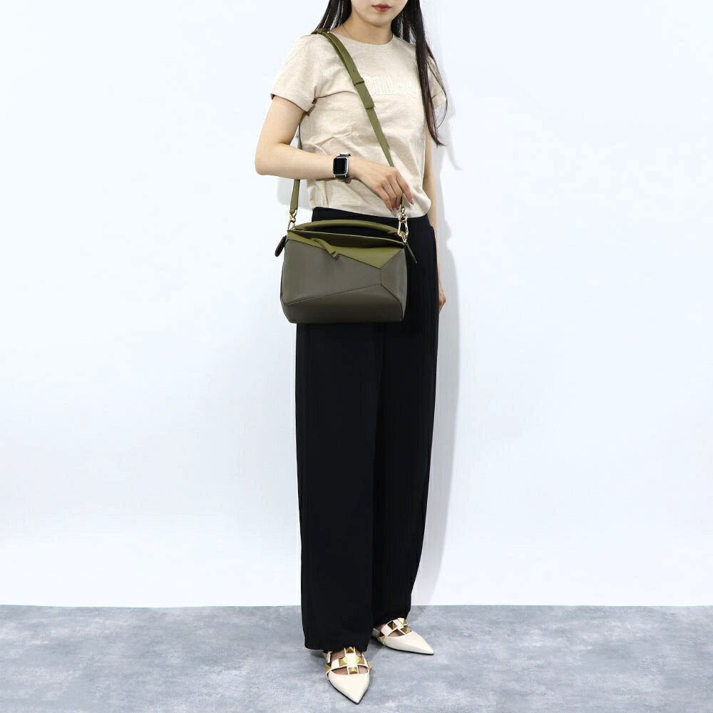 ロエベ LOEWE バッグ ショルダーバッグ レディース パズル スモール PUZZLE SMALL ベージュ×ブラック グリーン レザー アナグラム ハンドバッグ 2Way 鞄 ゴールド金具 A510P60X44
