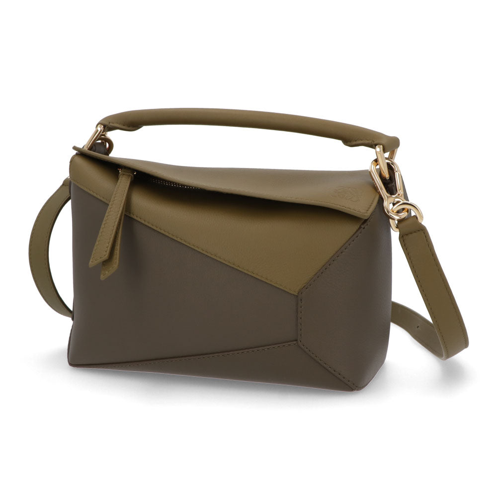 ロエベ LOEWE バッグ ショルダーバッグ レディース パズル スモール PUZZLE SMALL ベージュ×ブラック グリーン レザー アナグラム ハンドバッグ 2Way 鞄 ゴールド金具 A510P60X44