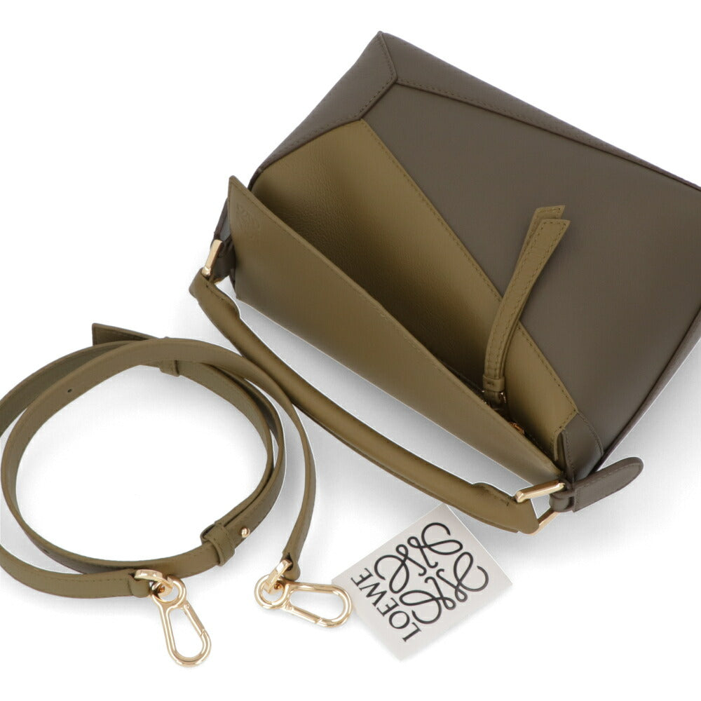 ロエベ LOEWE バッグ ショルダーバッグ レディース パズル スモール PUZZLE SMALL ベージュ×ブラック グリーン レザー アナグラム ハンドバッグ 2Way 鞄 ゴールド金具 A510P60X44