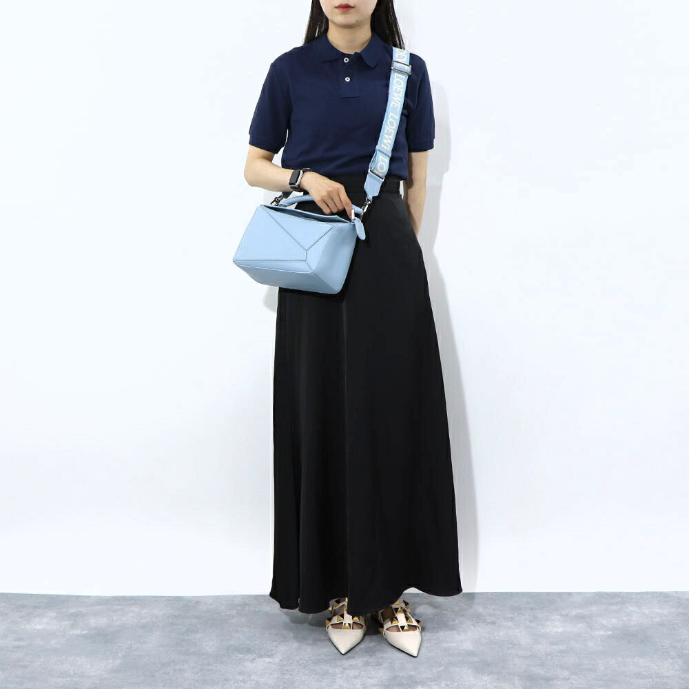 ロエベ LOEWE バッグ ショルダーバッグ レディース パズル スモール PUZZLE SMALL ライトブルー カーフスキン アナグラム ジャガードロゴ シルバー金具 ハンドバッグ 2Way 鞄 A510S21XA9