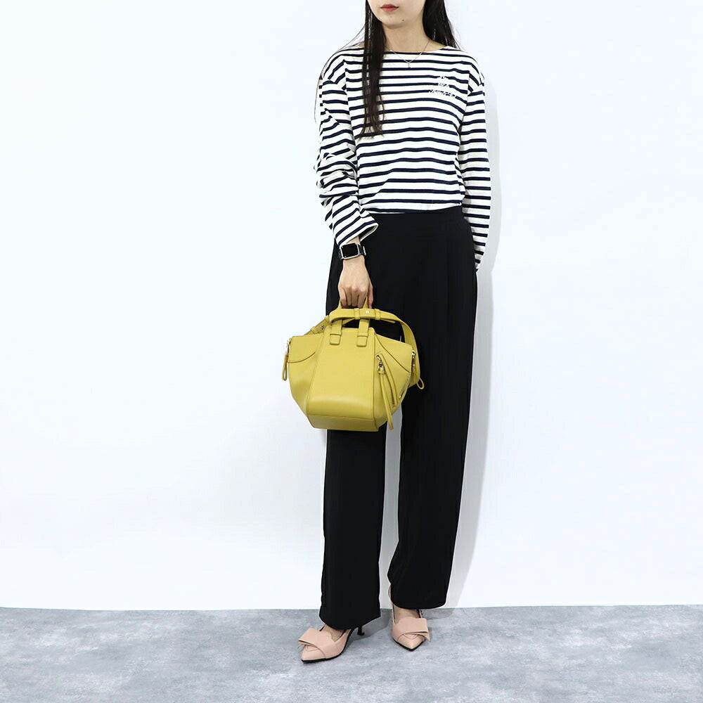 ロエベ LOEWE バッグ ハンドバッグ レディース ハンモックバッグ コンパクト HAMMOCK COMPACT ブラウン イエロー系 カーフスキン 2Way ショルダーバッグ ゴールド金具 ロゴ アナグラム A538H13X10