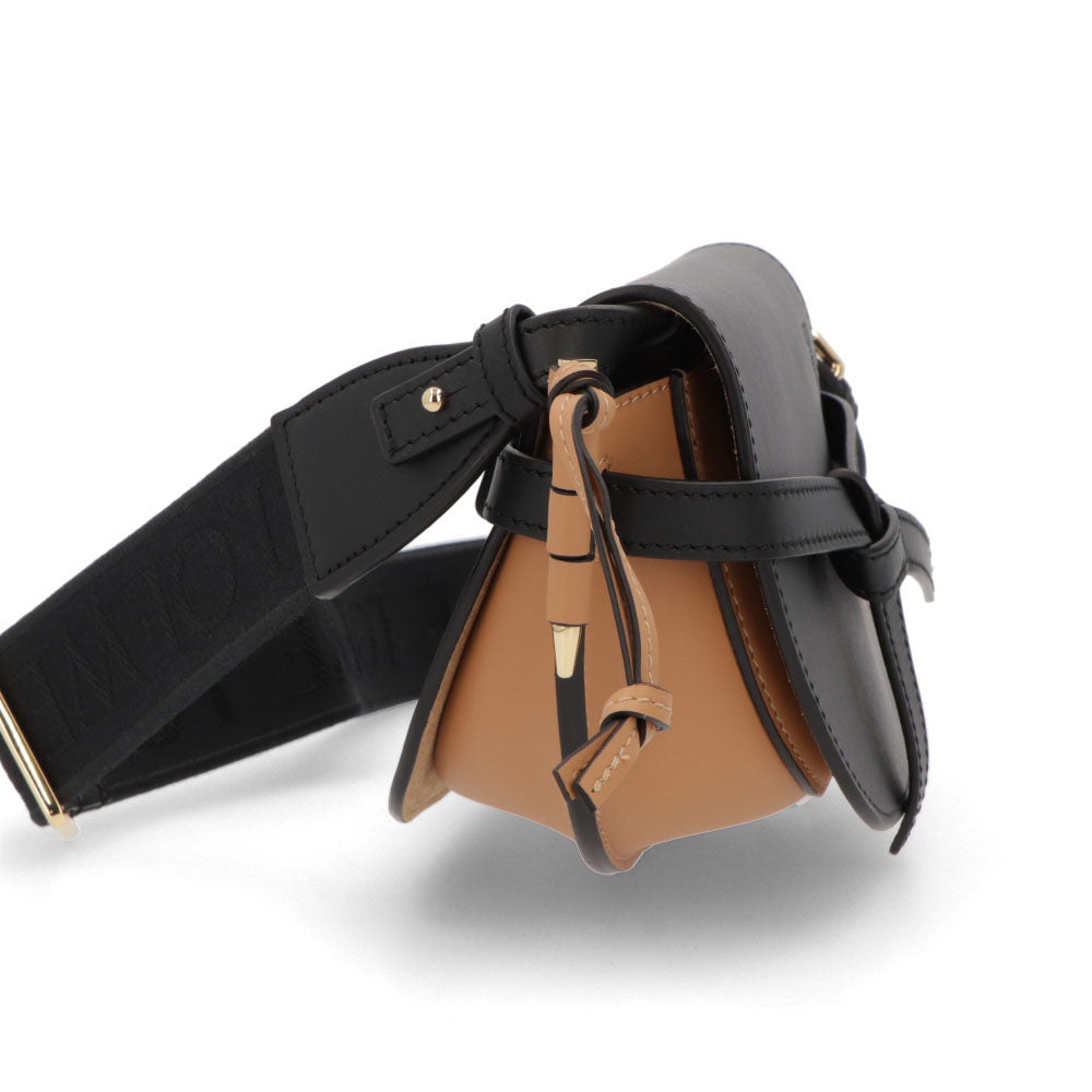 ロエベ LOEWE バッグ ショルダーバッグ レディース ゲート ミニ ブラック×ベージュ カーフスキン ジャガード織 アナグラムストラップ ロゴ バイカラー ミニバッグ 鞄 ゴールド金具 A650N46X25