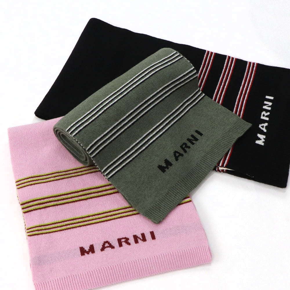MARNI マフラー カシミヤ ウール ロゴ