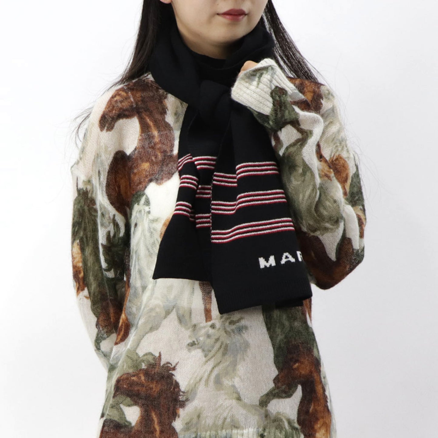 MARNI マフラー カシミヤ ウール ロゴ