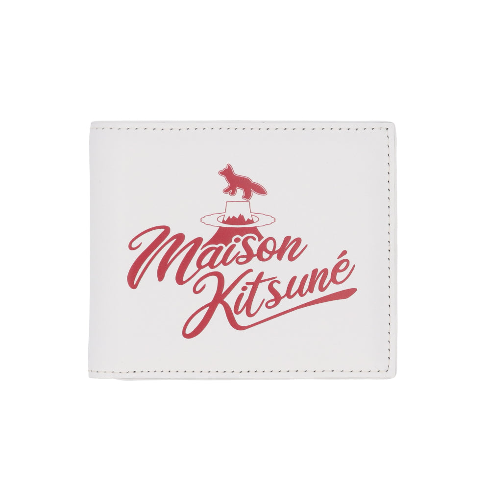 メゾン キツネ 二つ折り財布 ホワイト ロゴ ユニセックス