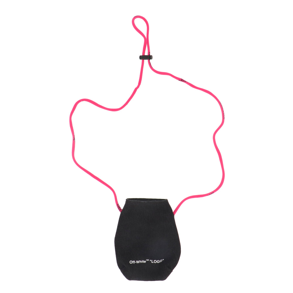 オフホワイト ショルダーバッグ ポーチ ブラック×ピンク