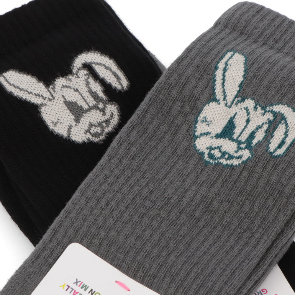 ポール スミス Paul Smith 雑貨 キッズ SOCK PS BIG BUNNY グレー ブラック コットン ポリアミド エラスタン 靴下 ソックス ワンカラー ワンポイント ハイソックス うさぎ バニー M2A-400MO-K321
