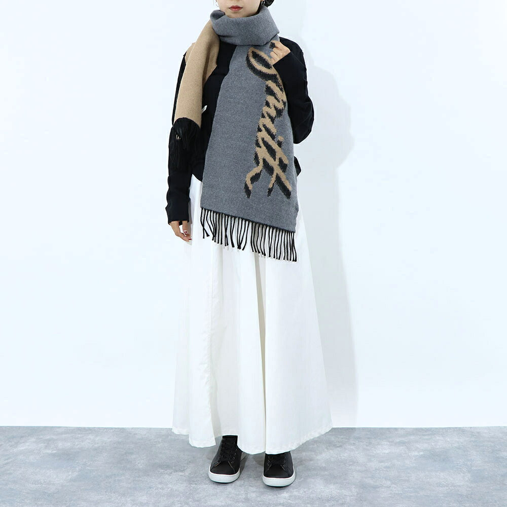 ポール スミス Paul Smith マフラー・ストール・スカーフ マフラー ユニセックス SCARF LOGO JACQUARD カーキ×ピンク グレー×ベージュ ウール アクリル ウール混紡 ロゴ カーキ ピンク グレー フリンジ M1A-150C-L550