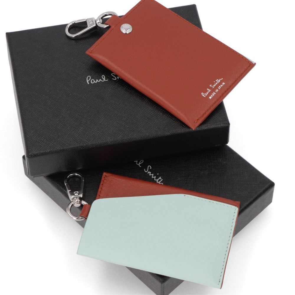 ポール スミス Paul Smith 雑貨 カードケース・名刺入れ メンズ WALLET LUGGAGE TAG ブラウン×ライトブルー レザー ロゴ マルチカラー カードホルダー M1A-7721-LDECOR
