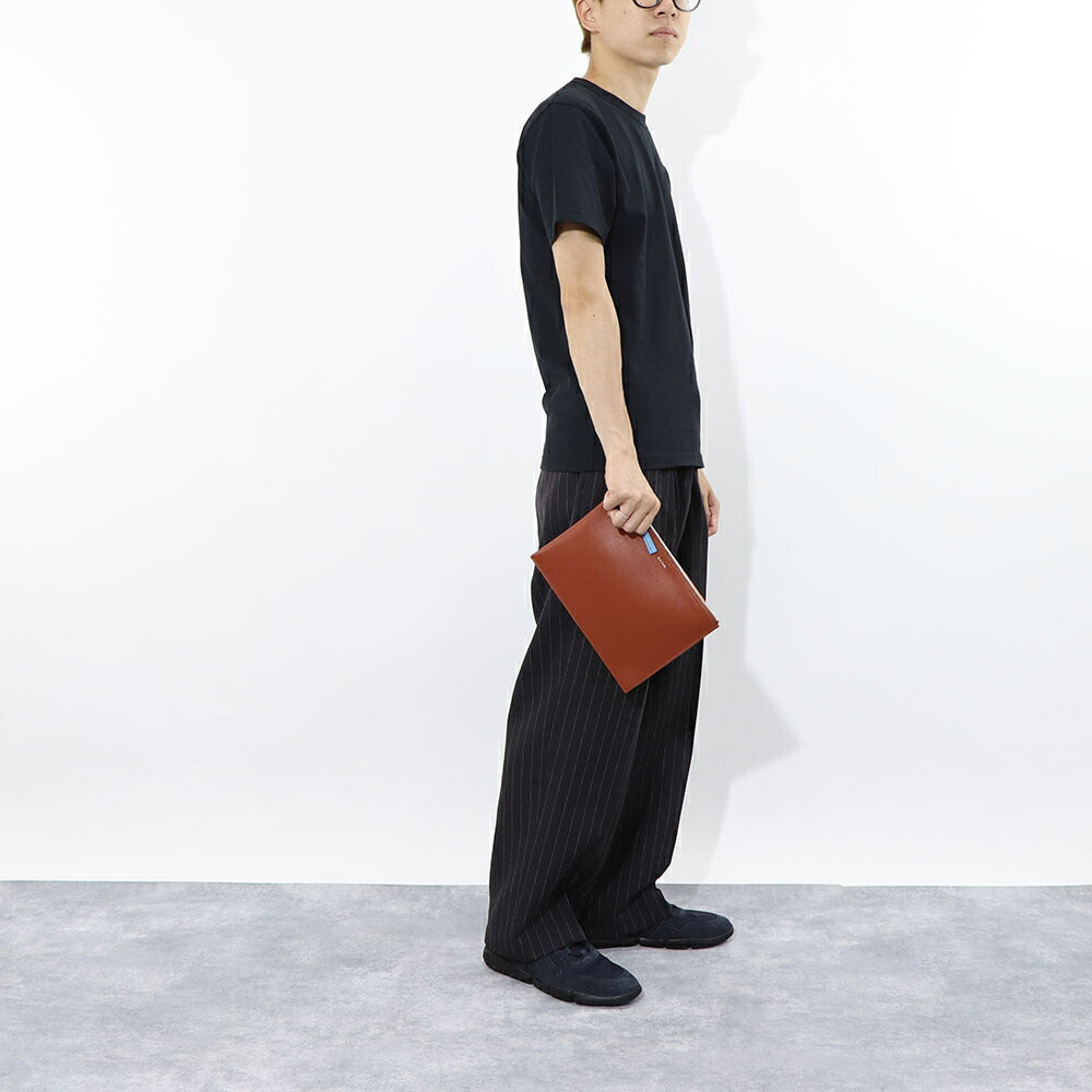 ポール スミス Paul Smith バッグ クラッチバッグ メンズ BAG DOC CASE SIG STRIPE ブラウン×オレンジ レザー ポーチ ロゴ バイカラー M1A-7722-LDECOR