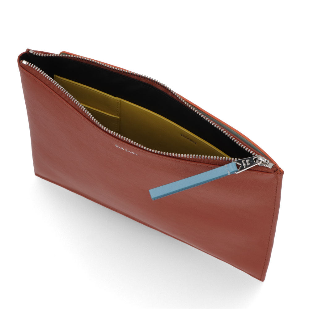 ポール スミス Paul Smith バッグ クラッチバッグ メンズ BAG DOC CASE SIG STRIPE ブラウン×オレンジ レザー ポーチ ロゴ バイカラー M1A-7722-LDECOR
