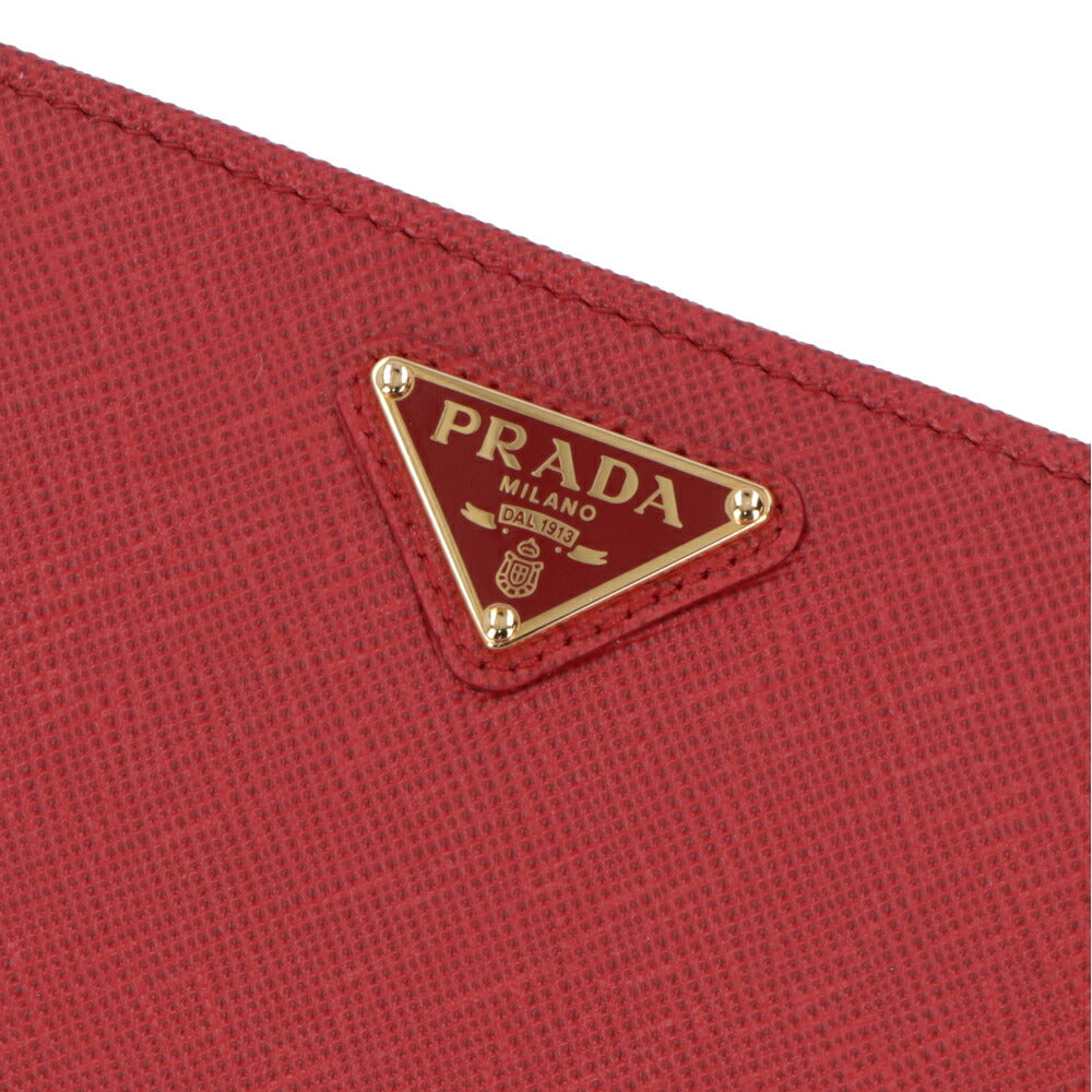 プラダ PRADA 財布 長財布 レディース レッド カーフレザー サフィアーノ トライアングル ロゴプレート 二つ折り長財布 1ML009 QHH