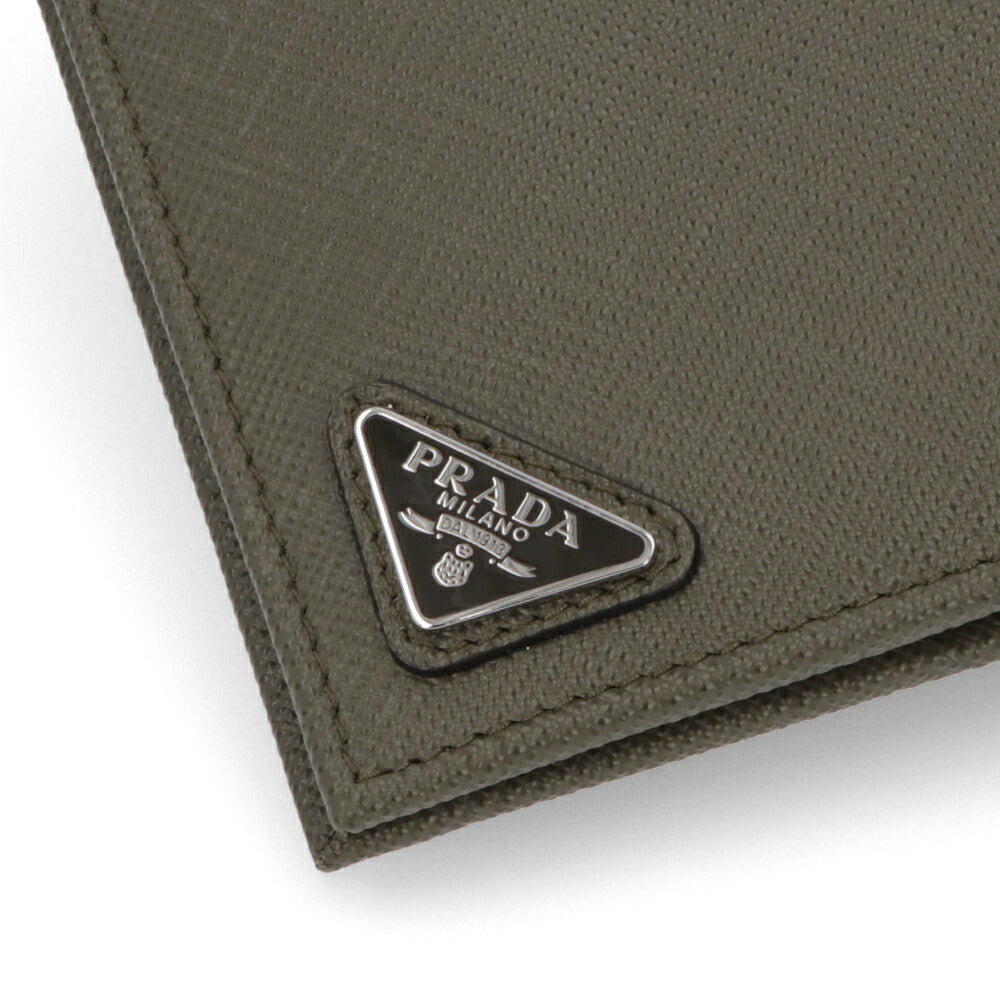 プラダ PRADA 財布 二つ折り財布 メンズ F0009 カーキ サティアーノカーフ 牛革 トライアングルロゴ 小銭入れなし 小銭入れなし 2MO513 QHH