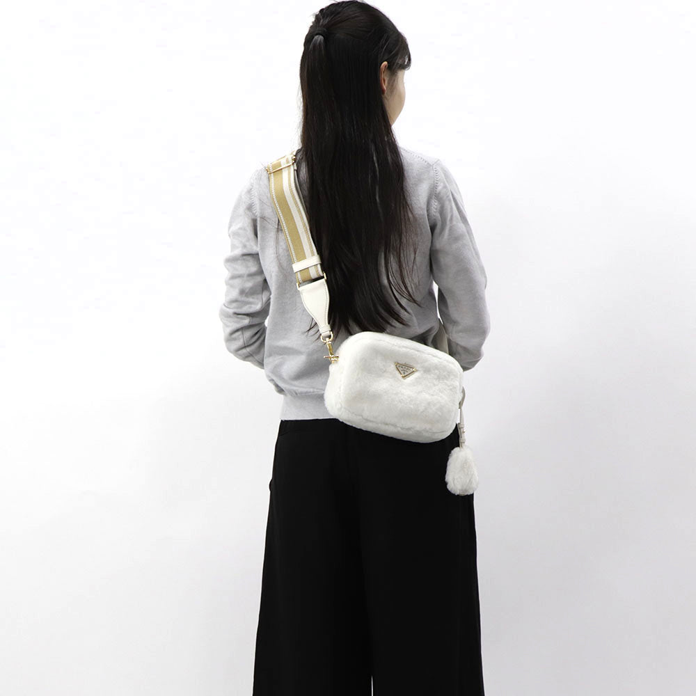プラダ PRADA バッグ ショルダーバッグ レディース ホワイト レザー ロゴ 2Way ポーチ ゴールド金具