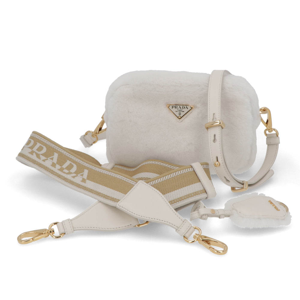 プラダ PRADA バッグ ショルダーバッグ レディース ホワイト レザー ロゴ 2Way ポーチ ゴールド金具