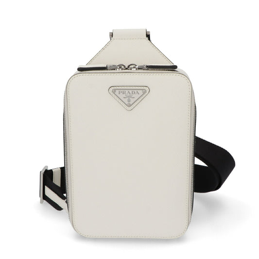 PRADA ショルダーバッグ ホワイト レザー トライアングルロゴ