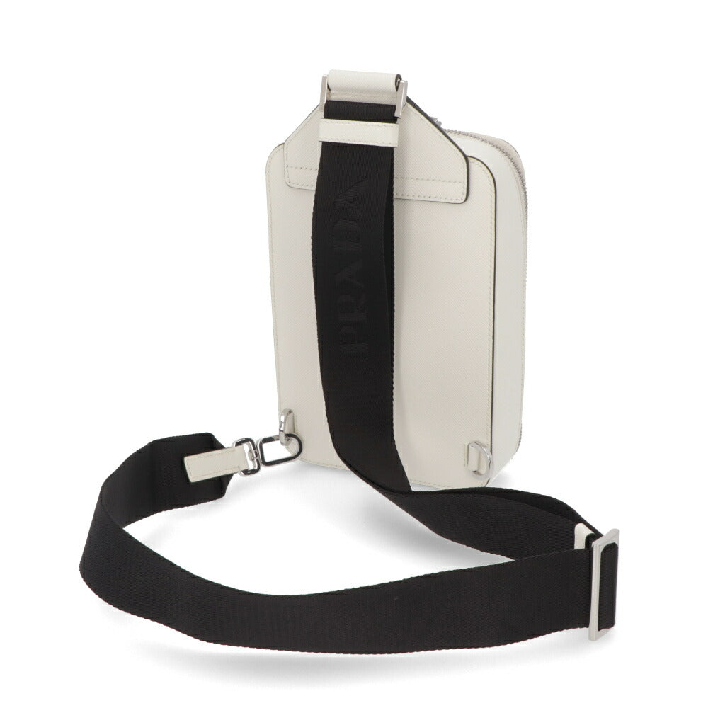 PRADA ショルダーバッグ ホワイト レザー トライアングルロゴ