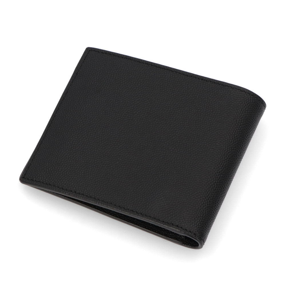 サンローラン SAINT LAURENT 財布 二つ折り財布 メンズ ブラック レザー ロゴ シンプル 無地 スリム コンパクト 小銭入れなし 396307 BTY0N