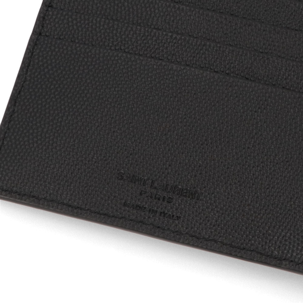 サンローラン SAINT LAURENT 財布 二つ折り財布 メンズ ブラック レザー ロゴ シンプル 無地 スリム コンパクト 小銭入れなし 396307 BTY0N