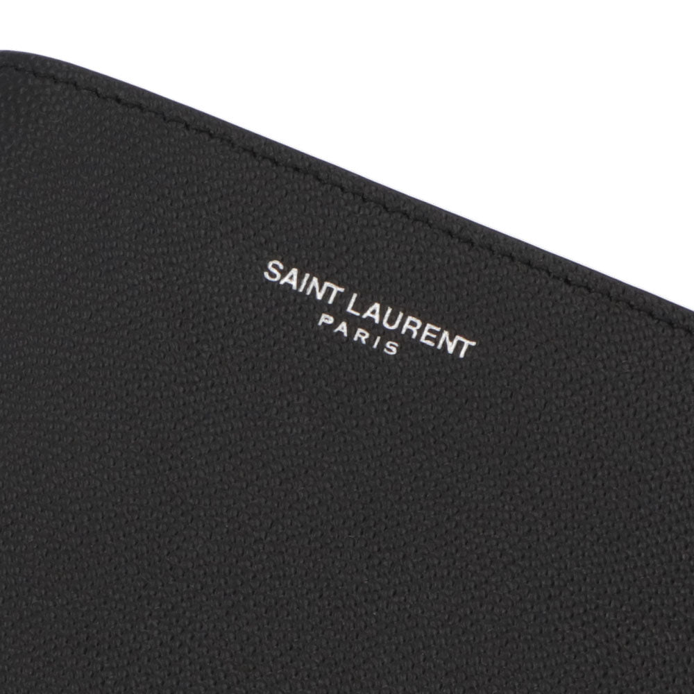 サンローラン SAINT LAURENT 財布 二つ折り財布 メンズ ブラック レザー ロゴ シンプル 無地 スリム コンパクト 小銭入れなし 396307 BTY0N