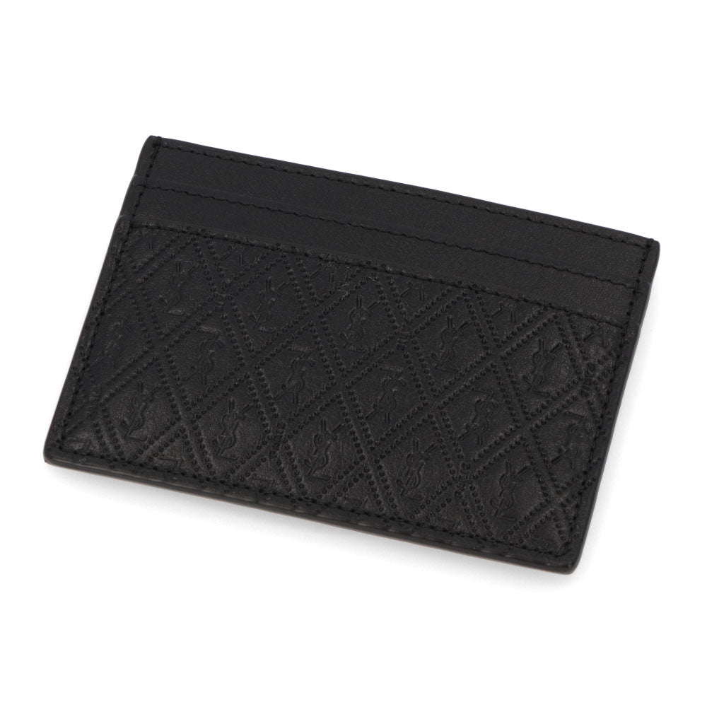 サンローラン SAINT LAURENT 雑貨 カードケース レディース ブラック カーフレザー YSLロゴ カサンドラロゴ 総柄 シンプル 647148 18G1Z
