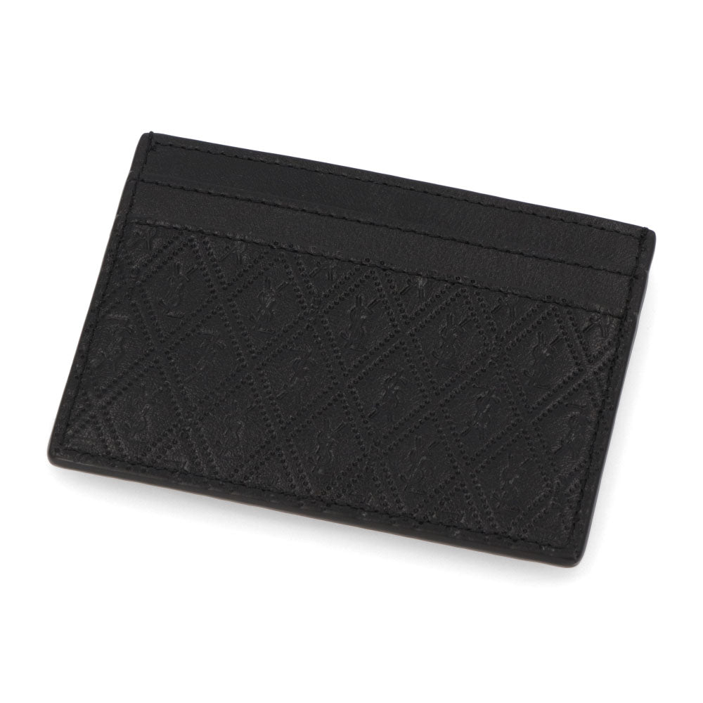 サンローラン SAINT LAURENT 雑貨 カードケース レディース ブラック カーフレザー YSLロゴ カサンドラロゴ 総柄 シンプル 647148 18G1Z