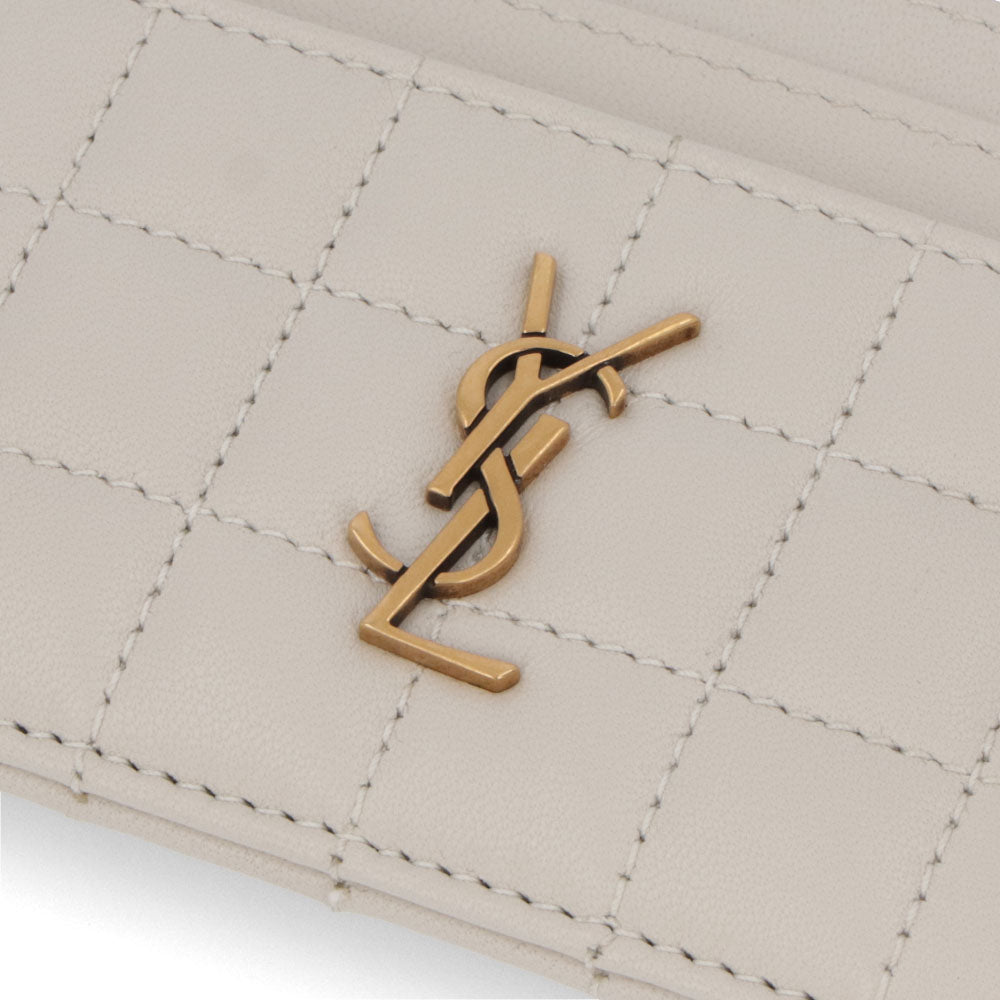サンローラン SAINT LAURENT 雑貨 カードケース レディース ホワイト系 ラムスキン レザー カサンドラロゴ キルティング 742760 AABVP