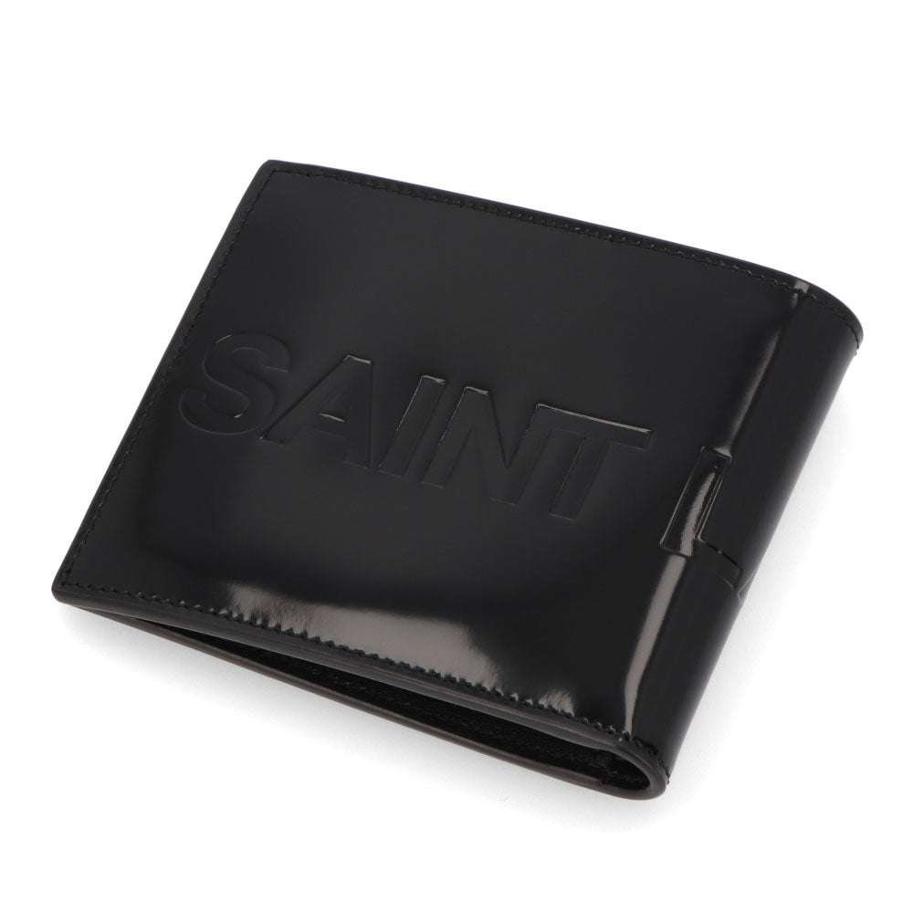 SAINT LAURENT 二つ折り財布 パテントレザー ロゴ
