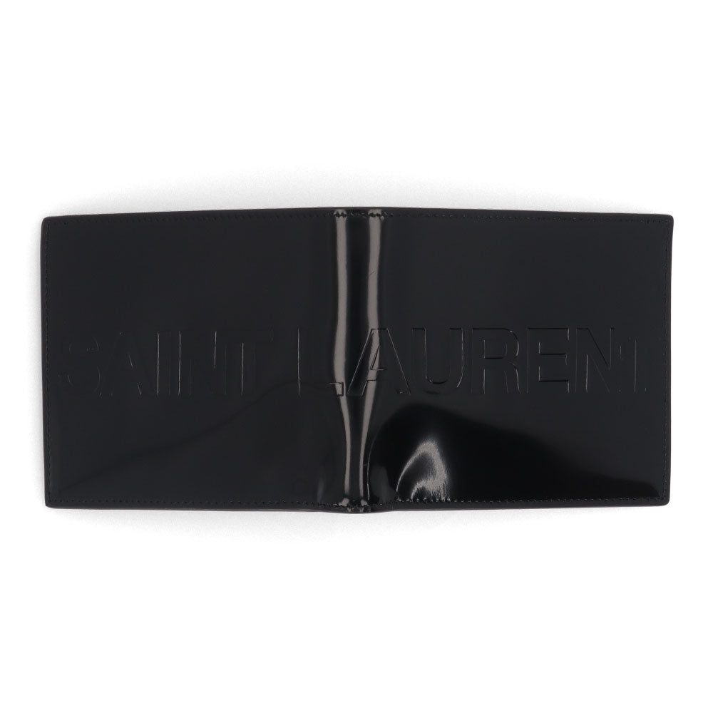 SAINT LAURENT 二つ折り財布 パテントレザー ロゴ