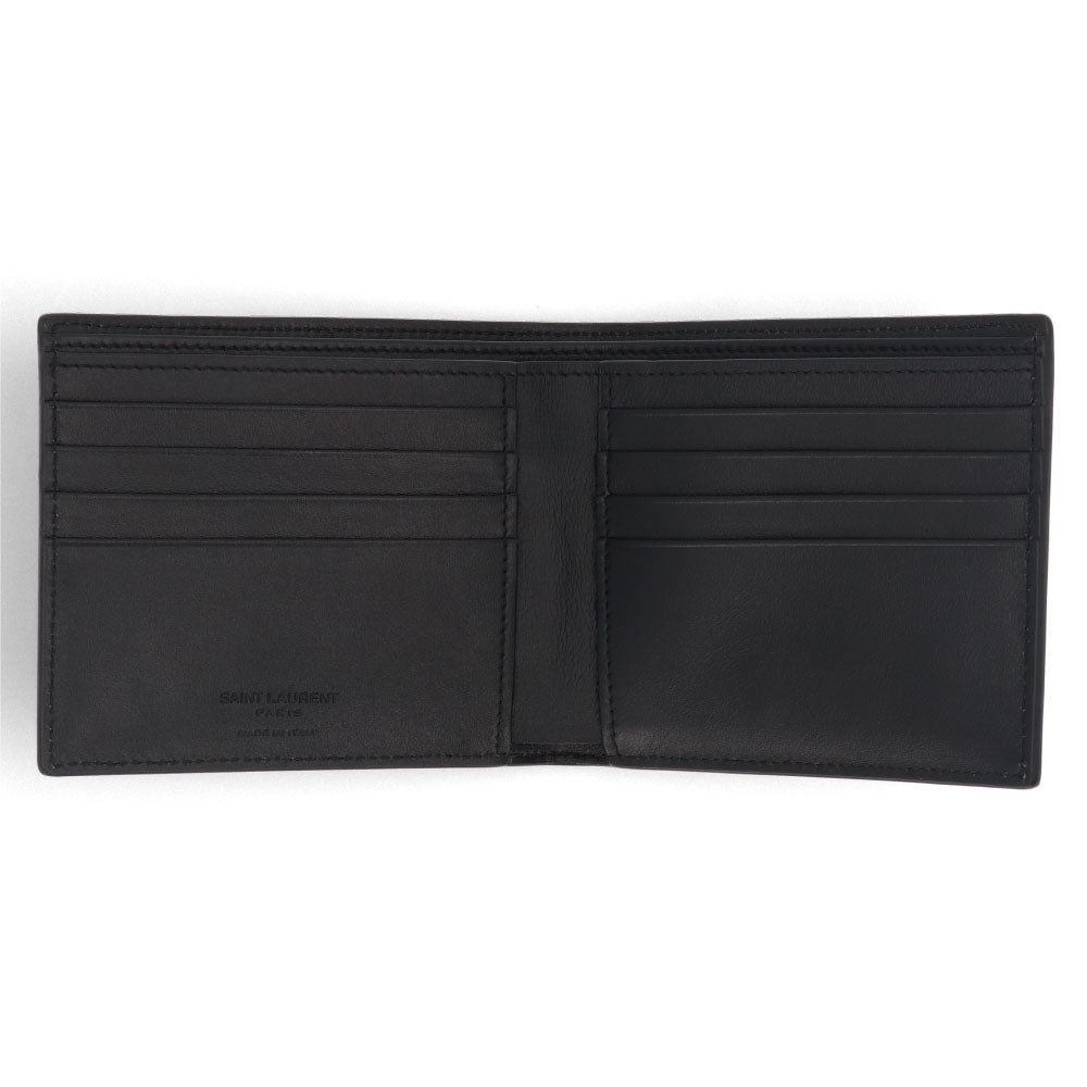 サンローラン SAINT LAURENT 財布 二つ折り財布 レディース ブラック パテント レザー ロゴ カードポケット 8個 コンパクト スリム 小銭入れなし 757143 AACKL