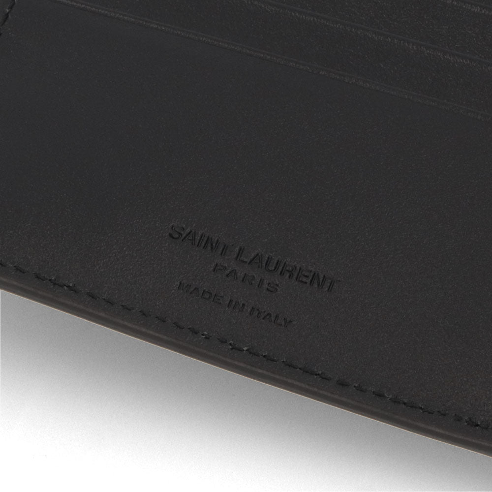 サンローラン SAINT LAURENT 財布 二つ折り財布 レディース ブラック パテント レザー ロゴ カードポケット 8個 コンパクト スリム 小銭入れなし 757143 AACKL